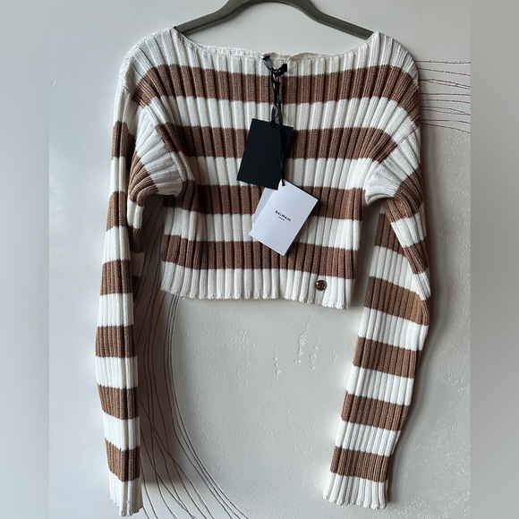 Balmain Sweaters - NWT Balmain Striped Cropped Sweater – Size 38 
RARE FIND | SOLD OUT STYLE